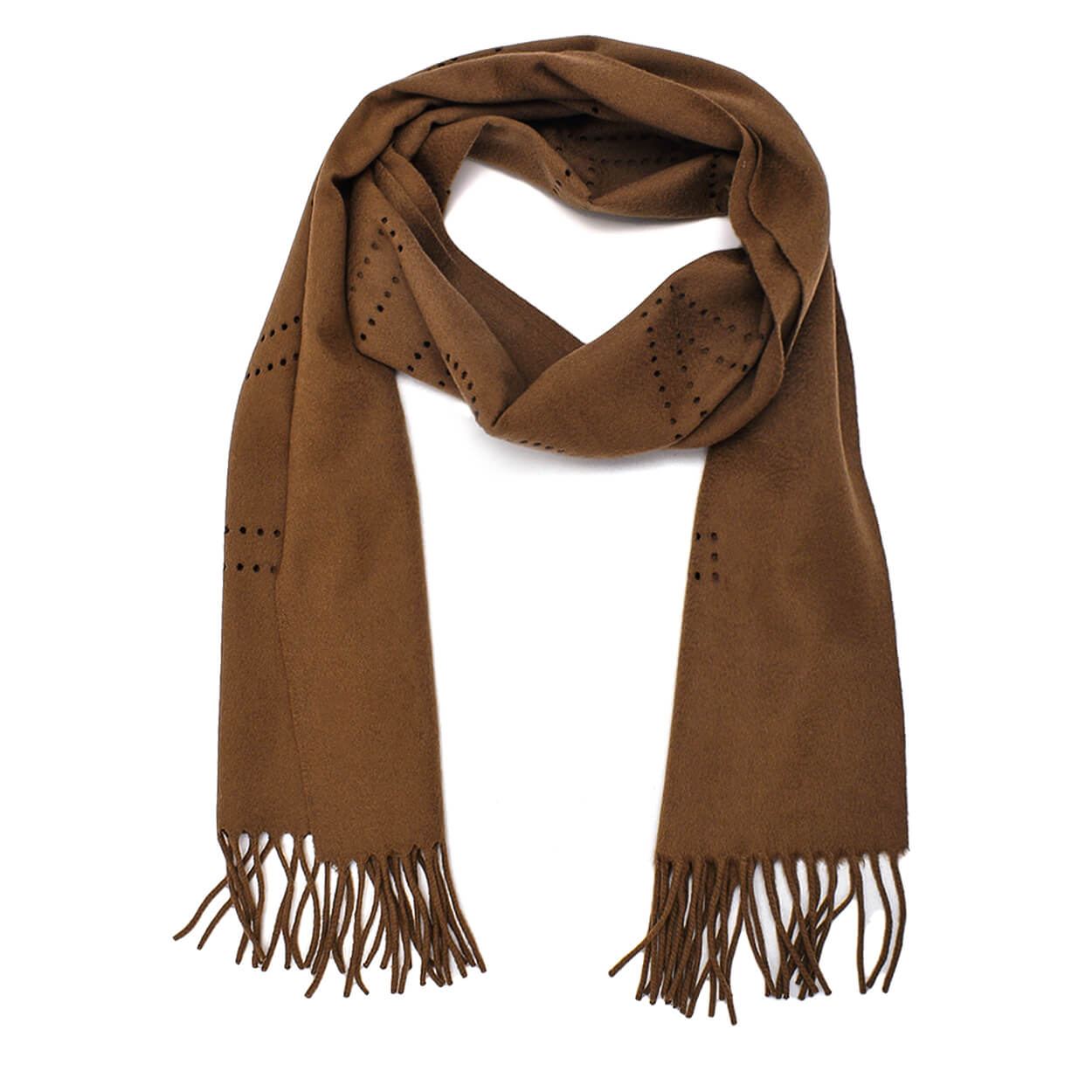 Louis Vuitton - Beige Cashmere Perforated Logo Fringed Scarf